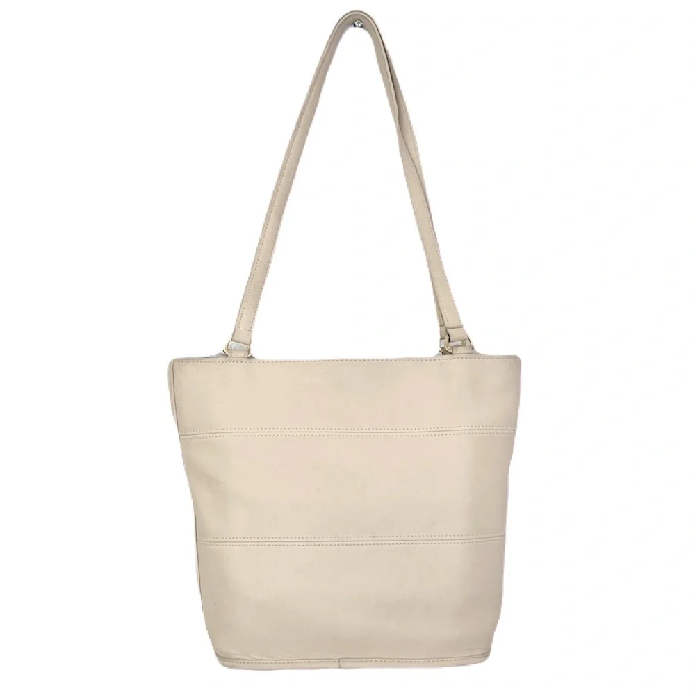 Vintage Coach Ivory Bone Leather ‘Tribeca’ 9098 Tote Bag
